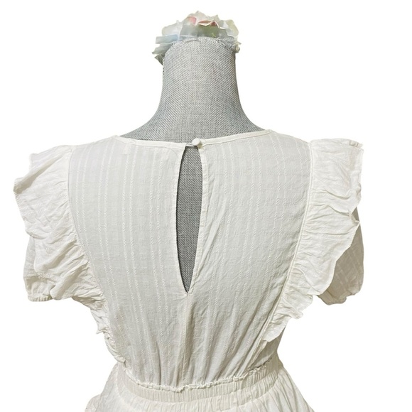 The Post White Ruffle Lace Trim Mini Dress Women’s Small Cotton Rayon - Picture 7 of 14